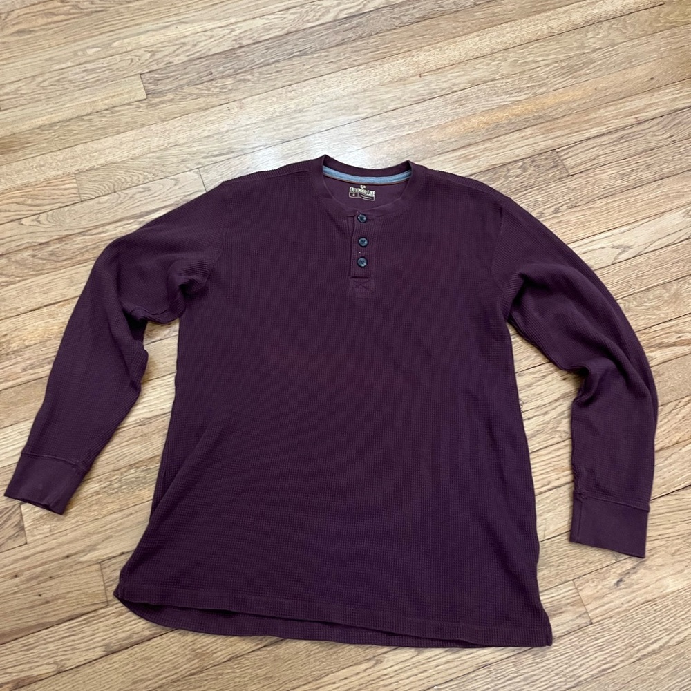 Men's Burgundy OutdoorLife thermal long-sleeve shirt
